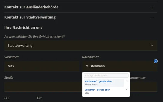 FormAnchor stellt Eingaben wieder her: Dialog mit zwei lokal gesicherten Einträgen samt Feldname, Zeitpunkt und Textvorschau.